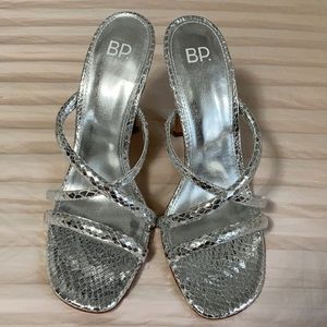 Nordstrom BP Silver Strappy Sandals/ Heels NIB